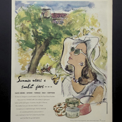 Coty Air Spun Face Powder Sunlit Makeup Cosmetics Beauty Fashion 1947 Print Ad