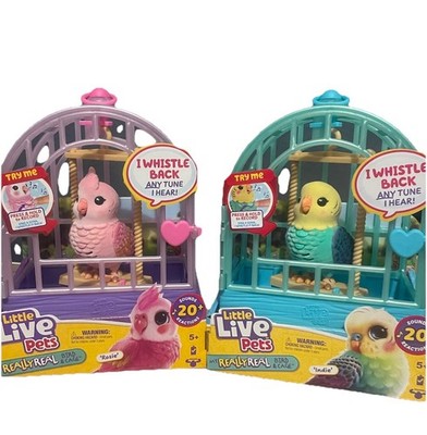 Little Live Pets My Really Real Talking Bird Toy & Cage - Rosie & Indie Lot 2