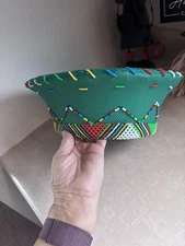 South Africa Zulu Basket Hat Beautiful Colors Perfect Condition Beads