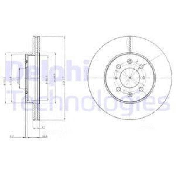 Delphi 2X Bremsscheibe Vorne Ø262 Mm FüR Honda Jazz III GE 1.2 1.3I GK 1.3 Gk_-image