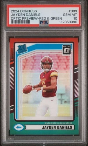 2024 Panini Donruss - Rated Rookie Jayden Daniels #389 Optic Preview Red & Green