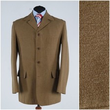 Mens Brown Four Button Blazer 42L UK Size CARLETTI Viscose Sport Coat Jacket