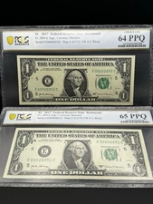 SEQUENTIAL 2017 $1 FEDERAL NOTE RICHMOND LOW SERIAL NUMBER 51 &52 PCGS 64 65 PPQ