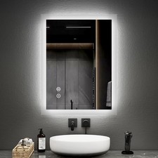 LED Bathroom Mirror with Shaver Socket Demister Touch Sensor  Bluetooth 60*45 cm
