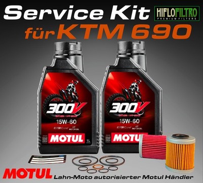 Service Kit Ölwechsel Ölfilter Motul 300V 15W60 passt für KTM 690 Duke/R ab 2012