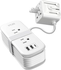 Universal Travel Adapter with Power Strip, Compact International Power Adapter w