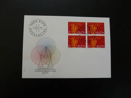 50 years of radio FDC Switzerland 1972 (block of 4)