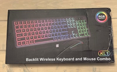 Wireless Keyboard and Mouse Combo Backlit Rechargeable RGB Light Up Letters