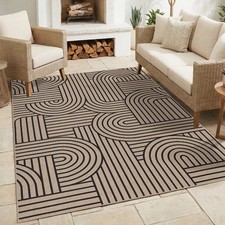 Geometric Easy Jute Area Rug Stripes Washable Indoor Outdoor Rugs Non Slip