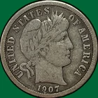 1907 Barber Dime Fine F Coin #33921