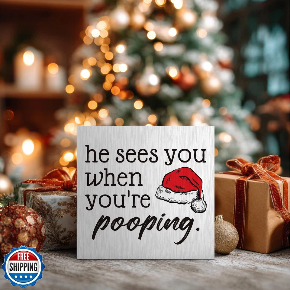 ANIANG Christmas Bathroom Decorations - Funny Christmas Decor, He Sees You Wh - Image 4 of 4