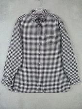 Daniel Cremieux Mens Large Black White Plaid Longsleeve Cotton Shirt