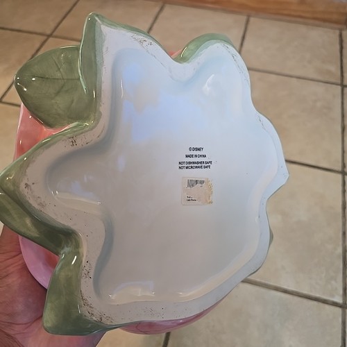 Vintage Disney Parks Tinkerbell On Rose Ceramic Cookie Jar Pink 12” -PLEASE READ - Picture 24 of 24
