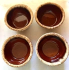 Hull Vintage Pottery Brown Drip Glaze USA 5.25” Set of 4 Cereal Salad Soup Bowls