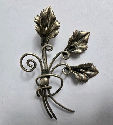 Antique Sterling Silver Flower Brooch Art Nouveau Early 20th Century 13.51g
