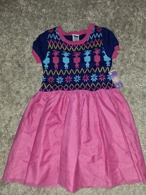 Trolls Girls size L 10-12 Sweater Top Dress with Mesh Skirt  NWT (Eb28)