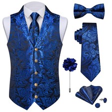 DiBanGu Silk Paisley Vest for Men Wedding Waistcoat and Necktie Bowtie Lapel ...