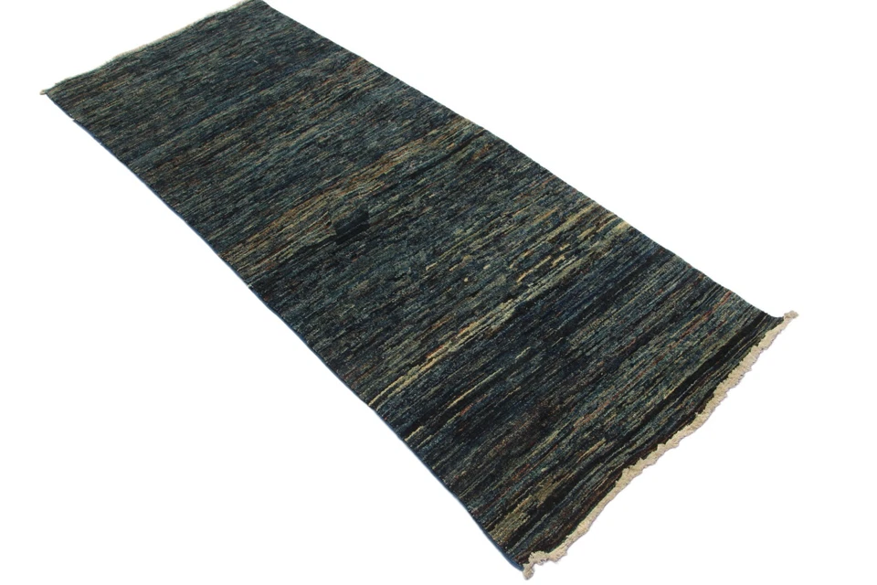 6 Ft Blue Striped Gabbeh Runner Rug Afghan Hand Knotted Hallway Runner Rug - Image 2 of 4