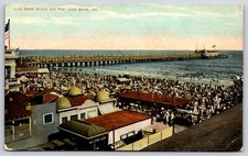 Postcard Long Beach Strand And Pier, Long Beach California Unposted