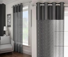 1 x DISCO SPARKLY SEQUINS VOILE CURTAIN  EYELET RING TOP PANEL - FREE POST