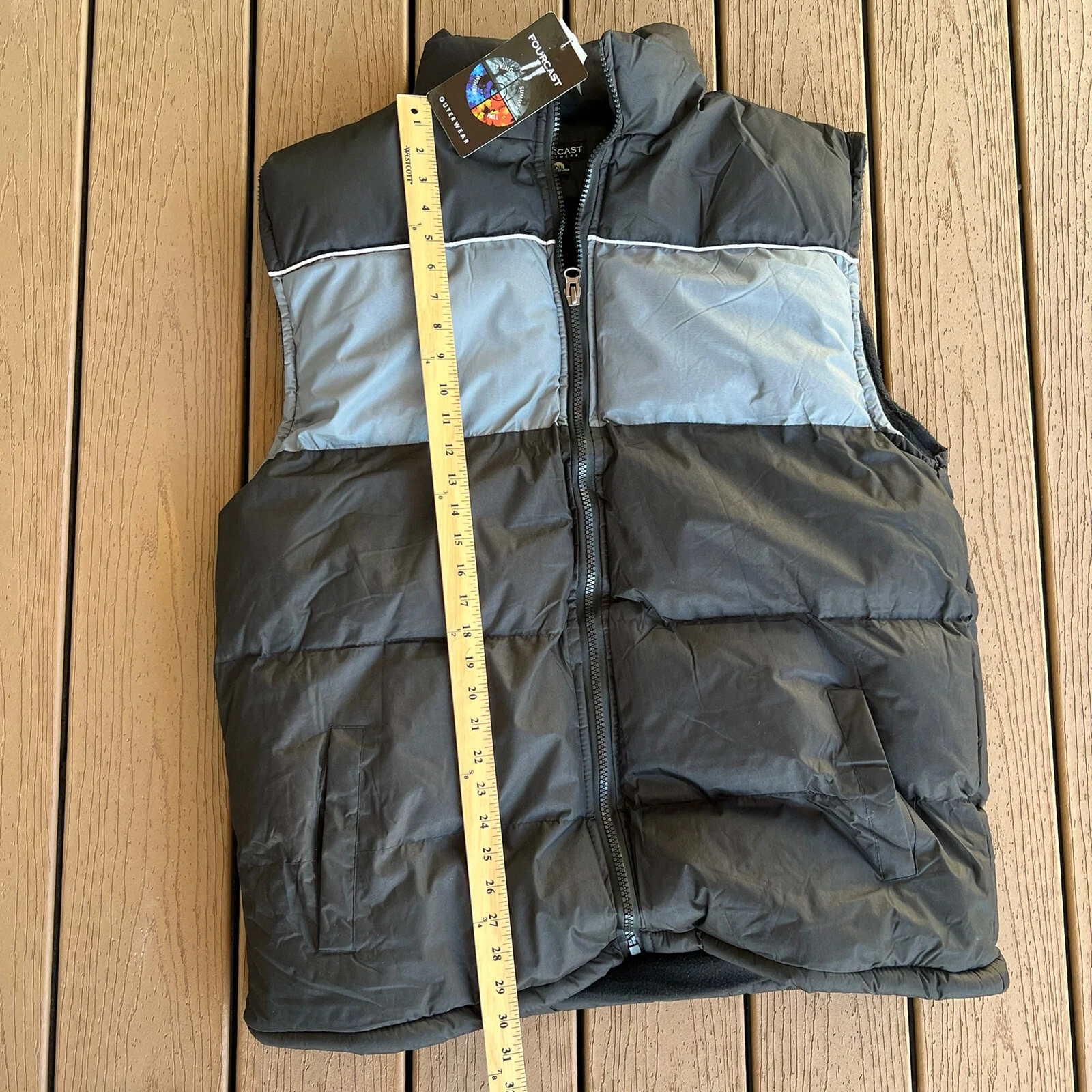Puffer Vest Mens 2XL XXL Fourcast Black Gray NWT Winter Gorpcore Outdoors Hiking image 5