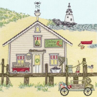 Bothy Threads Kreuzstich Set ''Garnelenhütte'', Zählmuster, XSS14, 26x26cm