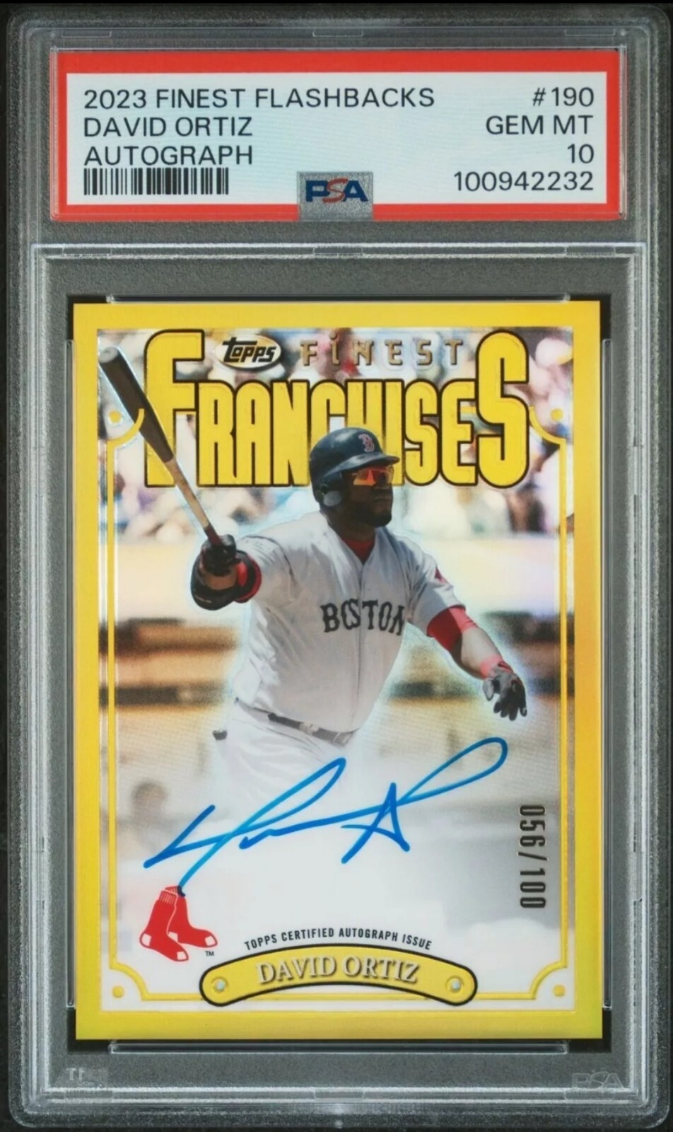 David Ortiz 2023 Topps Finest Flashbacks 1996 Franchises Auto /100 PSA 10 Gem Mint