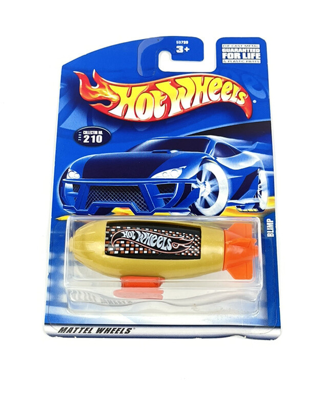 Vtg 2001 Hot Wheels Blimp #210 Gold & Orange HW logo On 2000 Card NEW