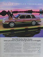 1985 Chrysler Turbo New Yorker Vintage Original Print Ad 8.5 X 11