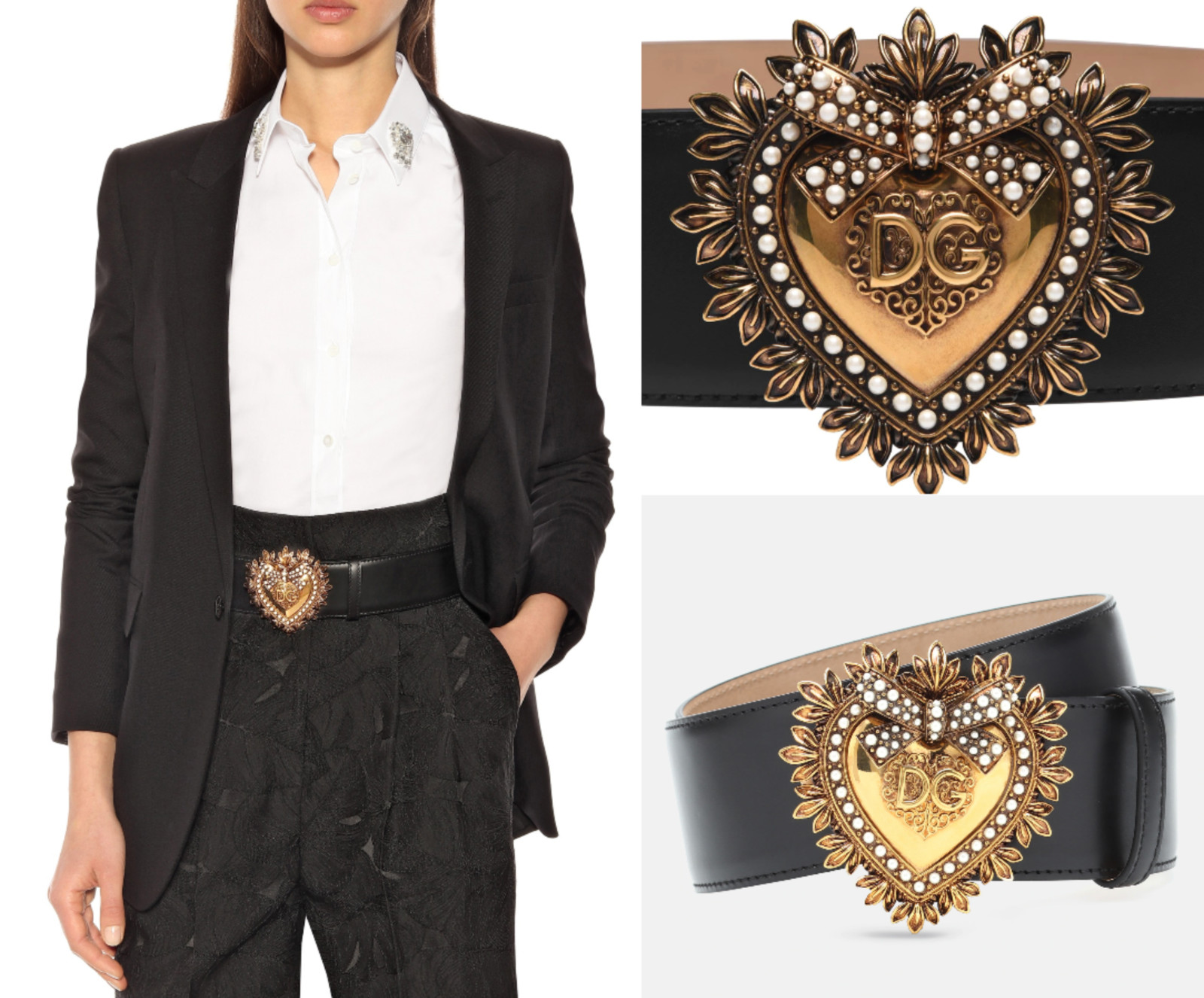 Dolce & Gabbana Devotion Buckle Belt With Embellished Heart Luxury Iconic 75