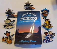 Cute & Deadly Friends Western Pals Enamel Pin Blind New Open Full Set Of 6 +