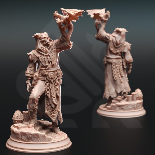 Karthys Dragonborn Dragon Cultist Warlock Hechicerer Miniatura | D&D DnD - Imagen 2 de 3