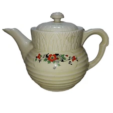 Vtg. Drip-O-Lator Floral Porcelain Coffee or Tea Pot Enterprise Aluminumn   READ