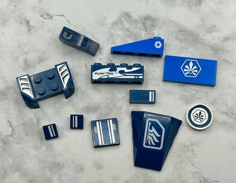 Lego Bulk Lot Parts (Stickers) City Chima Racing Dark Blue Vehicle Mudguard Tile