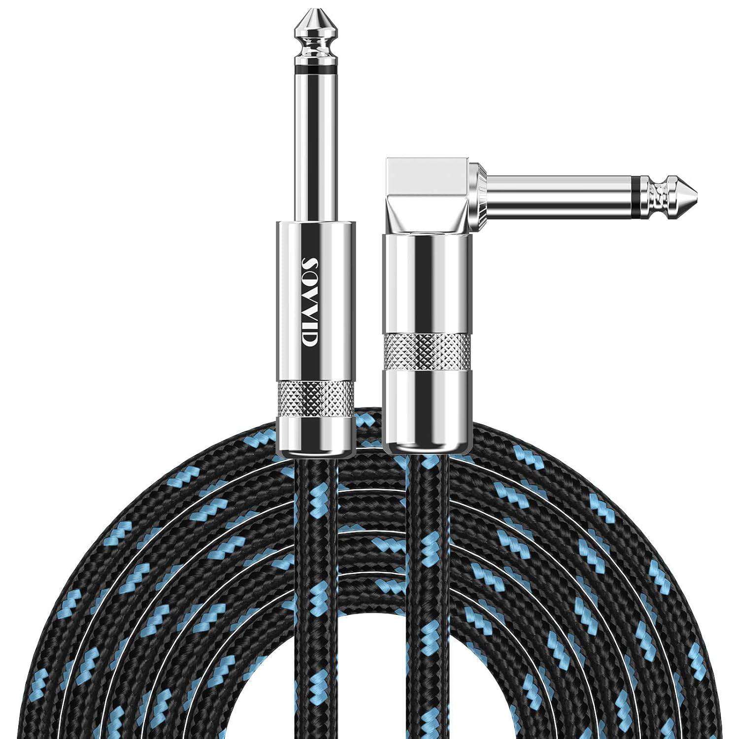 6FT Instrument Cable Electric Guitar Cord 1/4 Inch Right Angle Black Blue