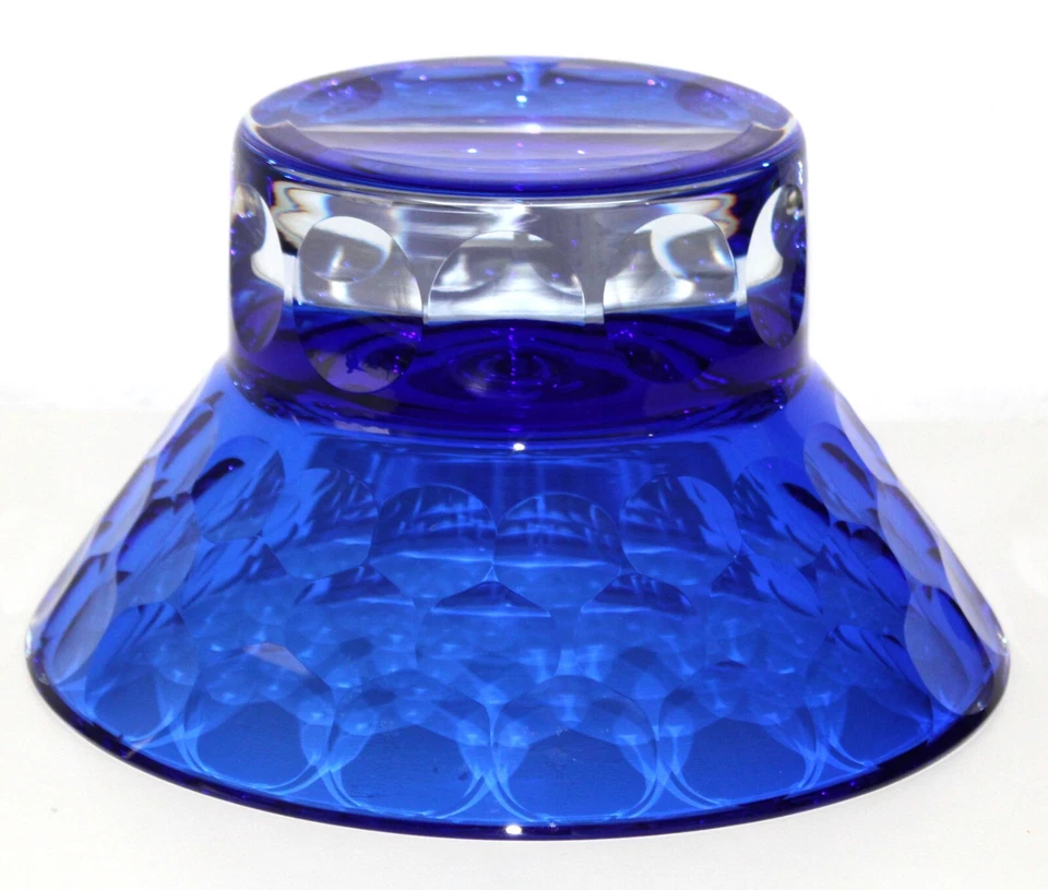 Cobalt Crystal Bowl BLOCK Crystal Made in Poland Cut Glass Circle 9"- 7lbs - Image 4 of 4