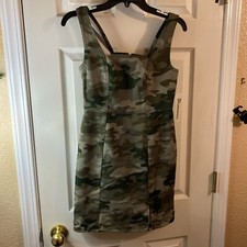 No Boundaries Women XXS 00 Camo Dress Square Neck Pinafore Back Zip Stretch Fit