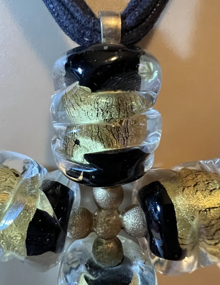 HILLARY LONDON MAJOR RUNWAY PIECE LARGE CROSS GLASS ONYX GOLD FREE SHIPPING - Image 4 of 4