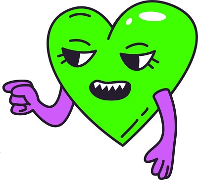 Trippy Heart Sticker Lips Green Hippie Psychedelic Shroom Acid (3 Inch)