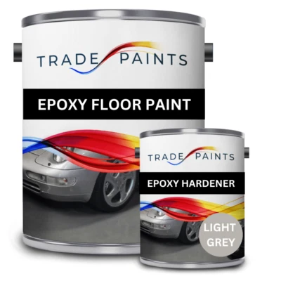 TRADE PAINTS 2 Pack Epoxy Resin Concrete Garage Warehouse Floor Paint Coating Light Grey 5L