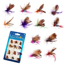 12X Fly Fishing Lure Set Artificial Carp Fishing Baits Butterflies Single Hooks