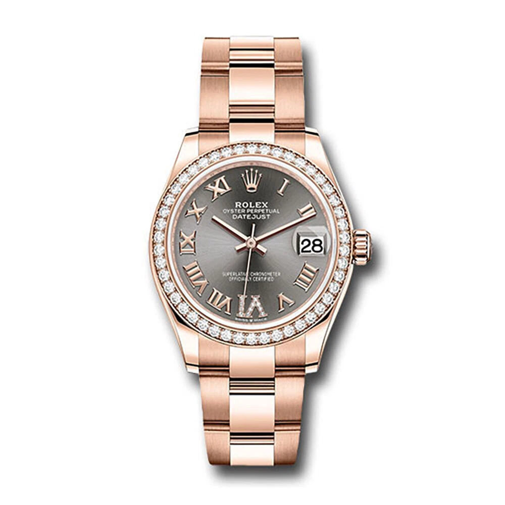 Rolex Lady Datejust Watch Rhodium Roman Numerals Dial Rose Gold