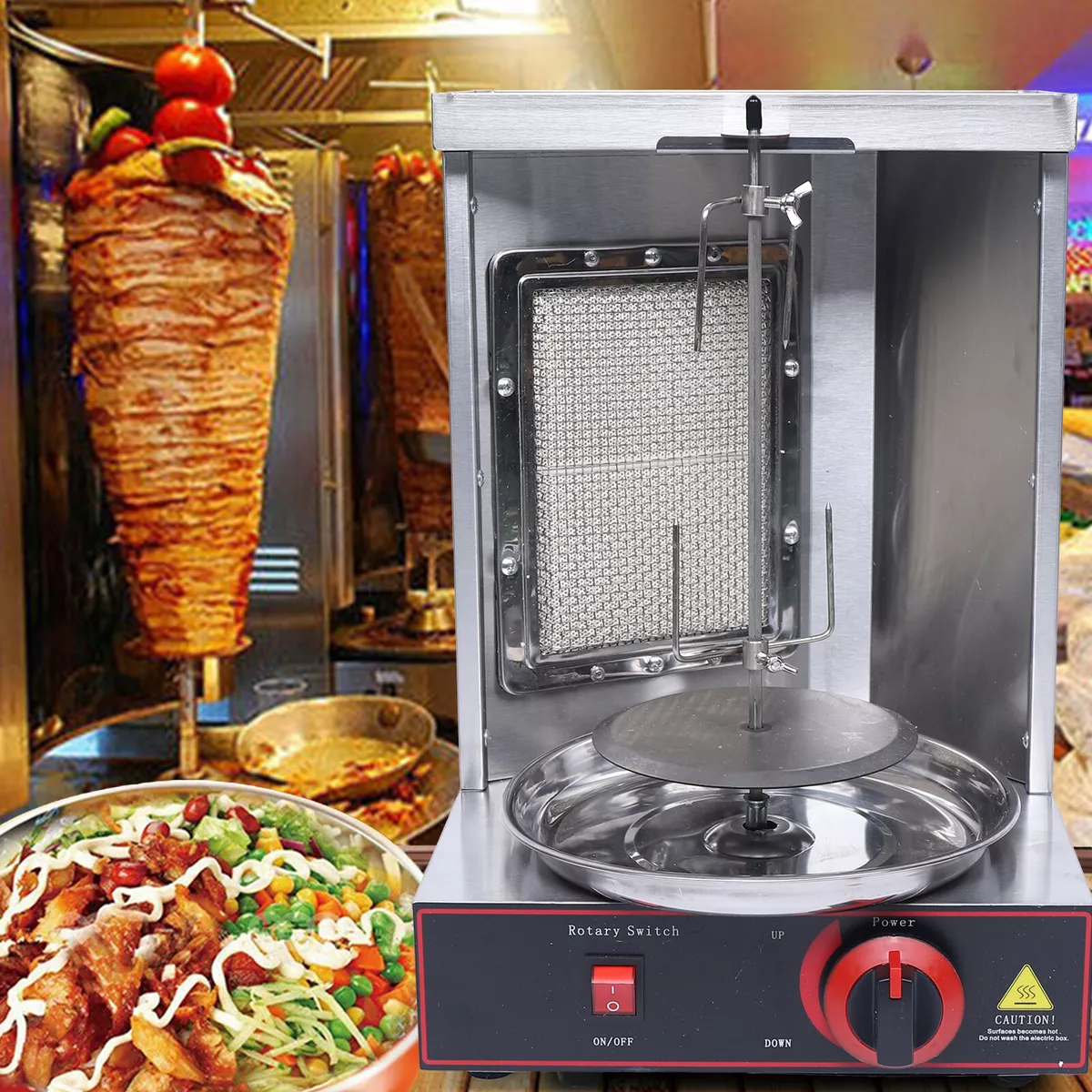 3 in 1 Electric BBQ Kebab Grill Machine ,1000W Automatic Rotating