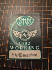 REO Speedwagon STYX Satin Vintage Backstage Pass - 2002 Tour 3/23/02 SLC