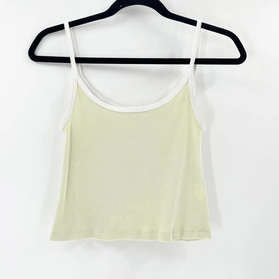 Brandy Melville Cropped Tank Top Womens Size S Pastel Green Spaghetti Strap - Immagine 2 di 4