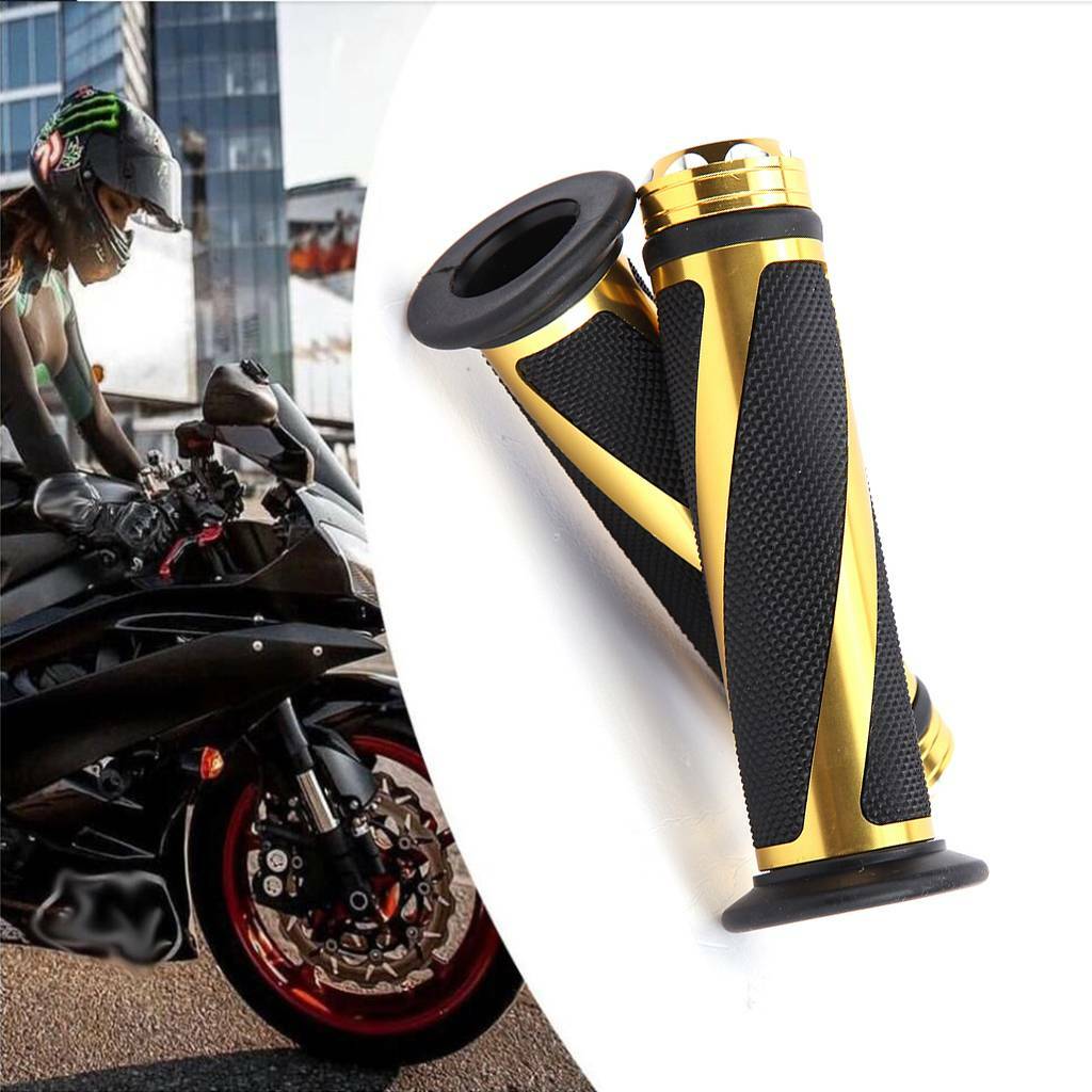 Sell Gold 7/8 Motorcycle Handlebar Street Bike Hand Grips Honda Suzuki