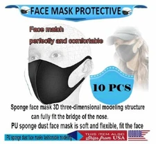 10 PCS Breathable Black SPONGE FOAM Mouth Face Mask THIN Lightweight Cover