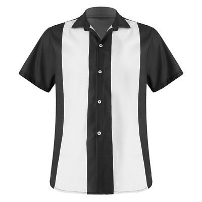 US Mens 50s Retro Button Down Shirt 