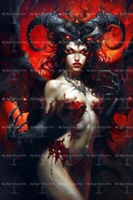 SUCCUBUS LILITH EVIL WOMAN ART PRINT, Tiefling Poster, Demon Queen Picture D448