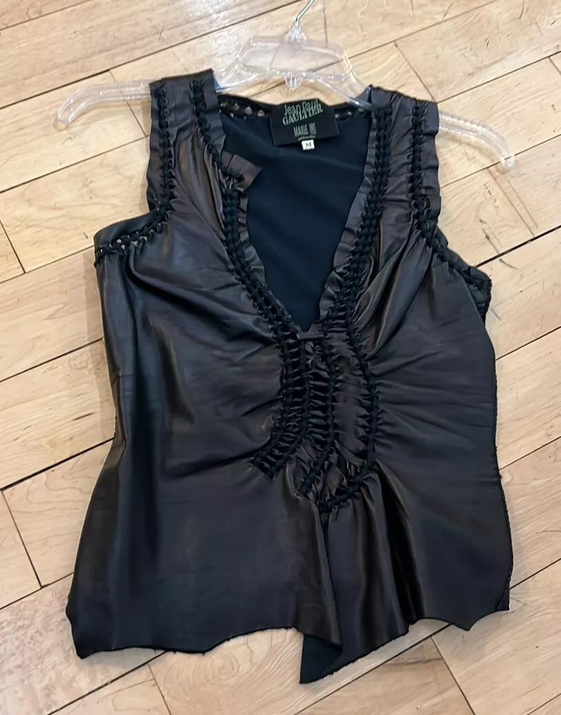 Jean Paul Gaultier Leather Vintage 1990s-2000s Top Sz M